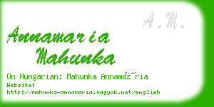 annamaria mahunka business card